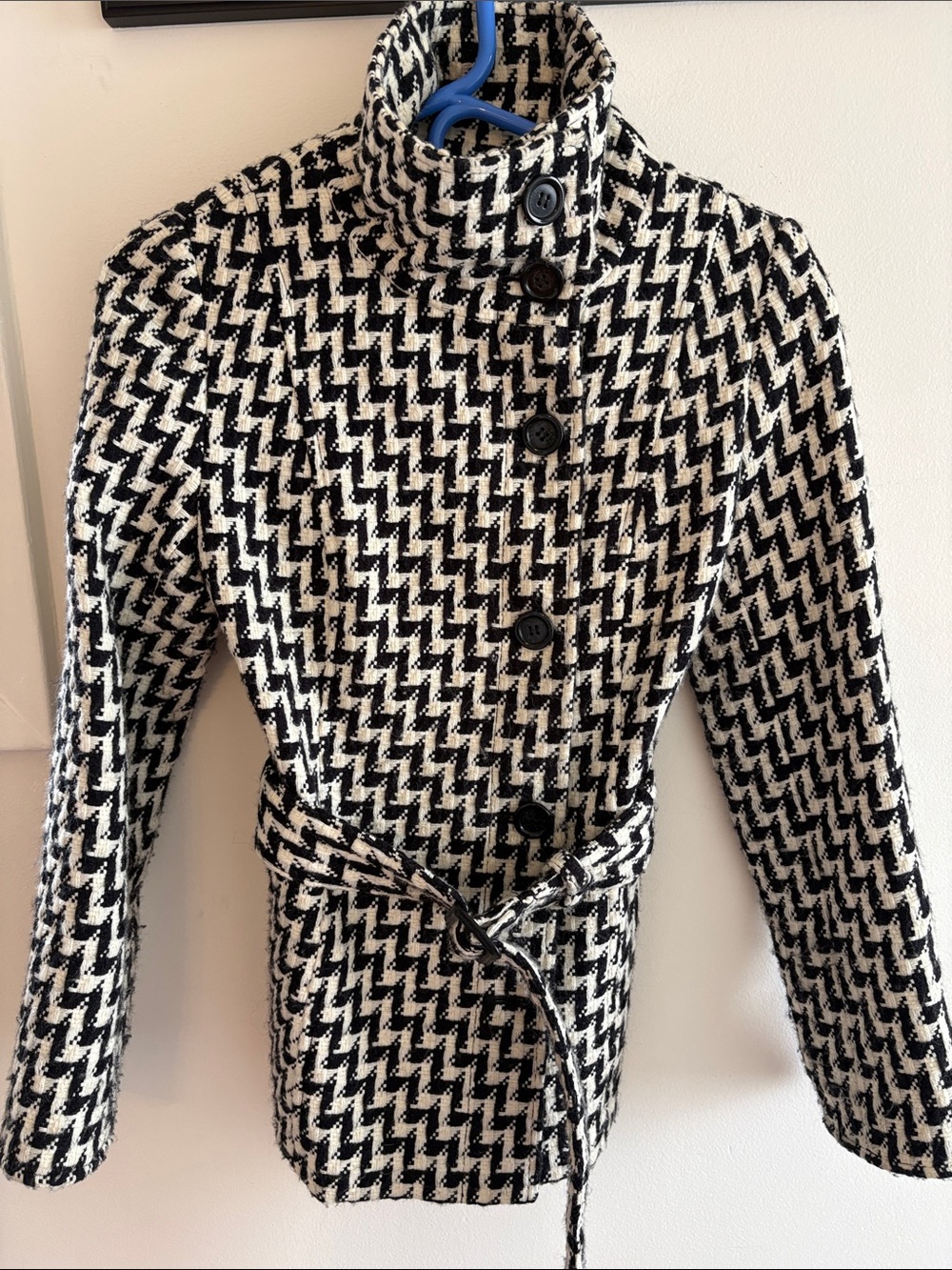 Vintage Black & White Houndstooth Women's Coat